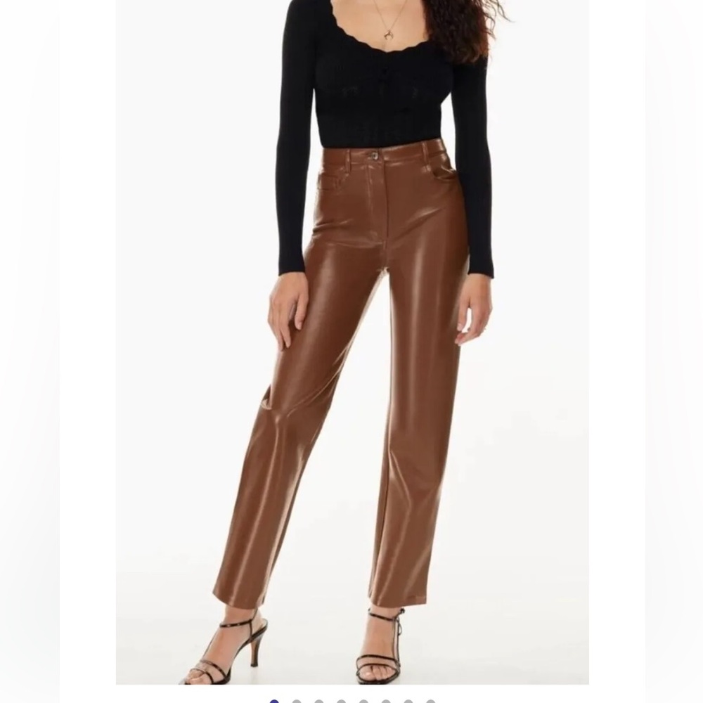 Aritzia Wilfred Melina cognac leather pants